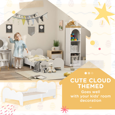 AIYAPLAY Cloud-Themed Toddler Bed Frame with Safety Rails, 143.5 x 74.5 x 56cm 