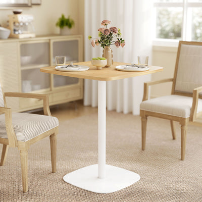 HOMCOM Small Dining Table, 60 cm Square Kitchen Table with Wood-veneer Top and Steel Base - Natural Wood Finish 