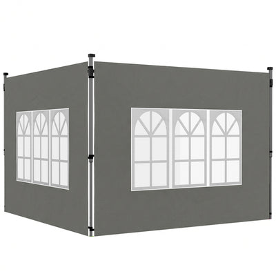 Outsunny Gazebo Side Panels, Sides Replacement with Window for 3x3(m) or 3x4m Pop Up Gazebo, 2 Pack, Dark Grey 