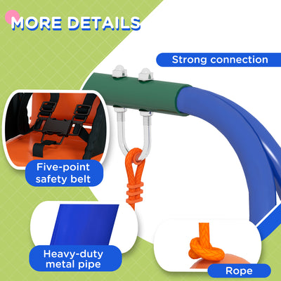 Outsunny Two-In-One Toddler Garden Swing, with Comfortable Seat, Safety Belt - Orange and Blue 