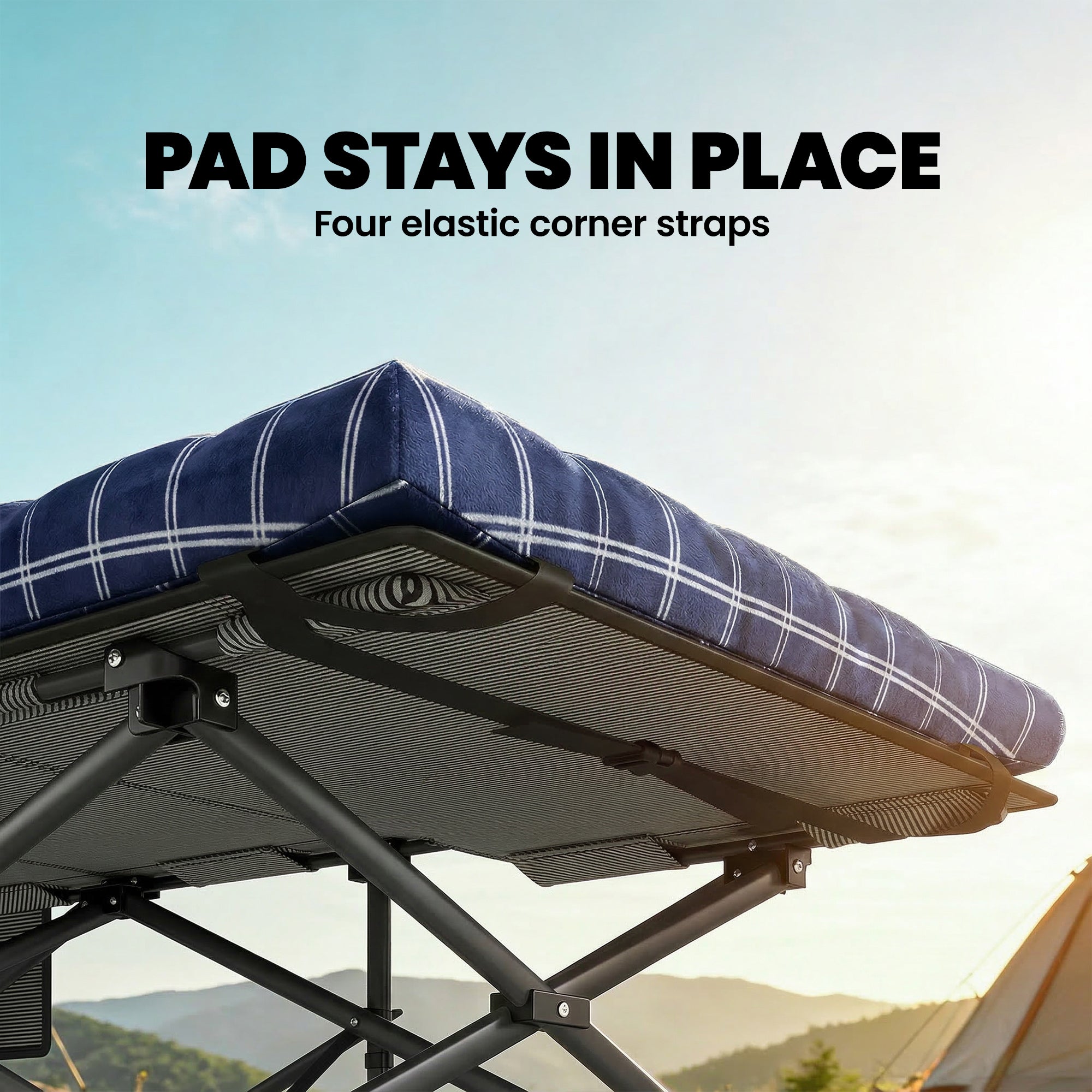 Outsunny Camping Cot with Soft Pad, 80cm Extra Wide Folding Cots with Side Pocket and Carry Bag, Blue 
