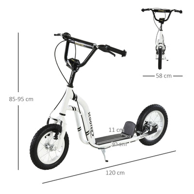 HOMCOM Dual Brakes 12" Metal frame Kick Scooter adjustable black 