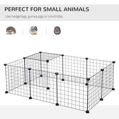 PawHut DIY Pet Playpen Metal Wire Fence 12 Panel Enclosure Indoor Outdoor Guinea Pig Bunny Small Animals Cage Black 