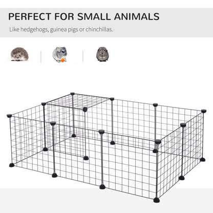 PawHut DIY Pet Playpen Metal Wire Fence 12 Panel Enclosure Indoor Outdoor Guinea Pig Bunny Small Animals Cage Black 