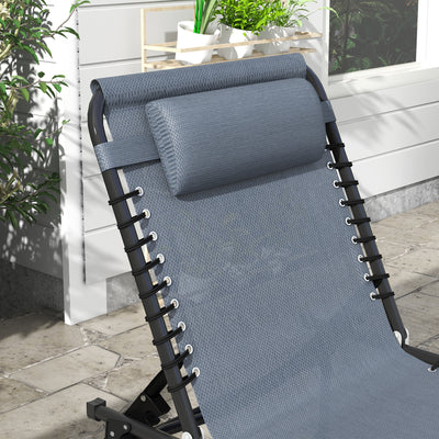 Outsunny Set of Two Folding Sun Loungers, with Four-Position Backs - Grey 