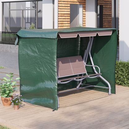 Outsunny Patio 3 Seater Swing Chair Bench Cover Outdoor Garden Furniture Rain Protection Cover Protector Waterproof Anti-UV, 215L x 155W x 150Hcm, Dark Green 