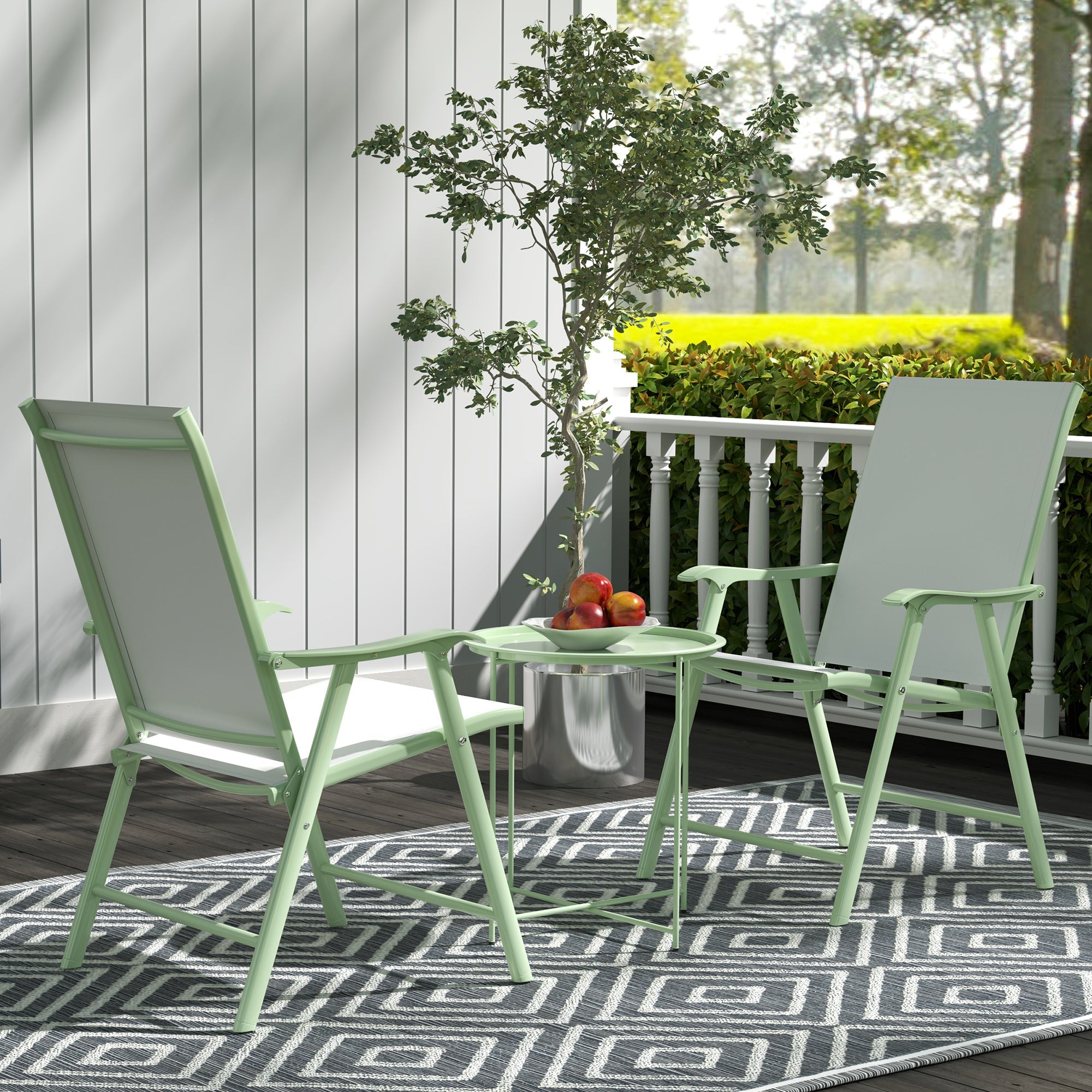 Outsunny Steel Removable Tray Top Garden Table - Green 