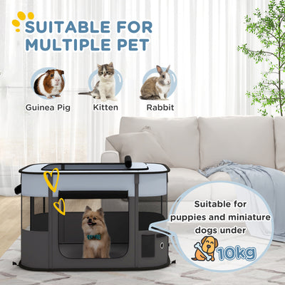 PawHut Foldable Dog Pen with Storage Bag for Indoor/Outdoor Use, Portable Pet playpen, with Ground Stakes - Grey 