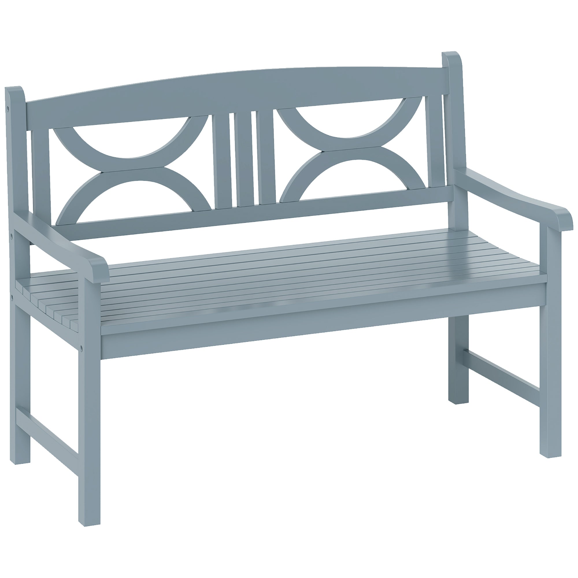 Outsunny 2-Seater Wooden Garden Bench Outdoor Patio Loveseat for Porch, Grey 