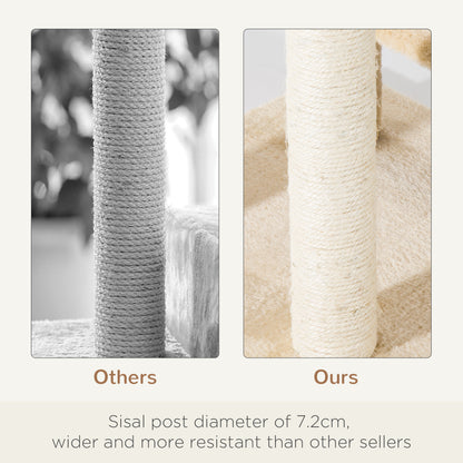 PawHut 100 cm Cat Tree for Indoor Cats Kitten Scratch Scratching Post Climbing Tower Activity Centre Beige 