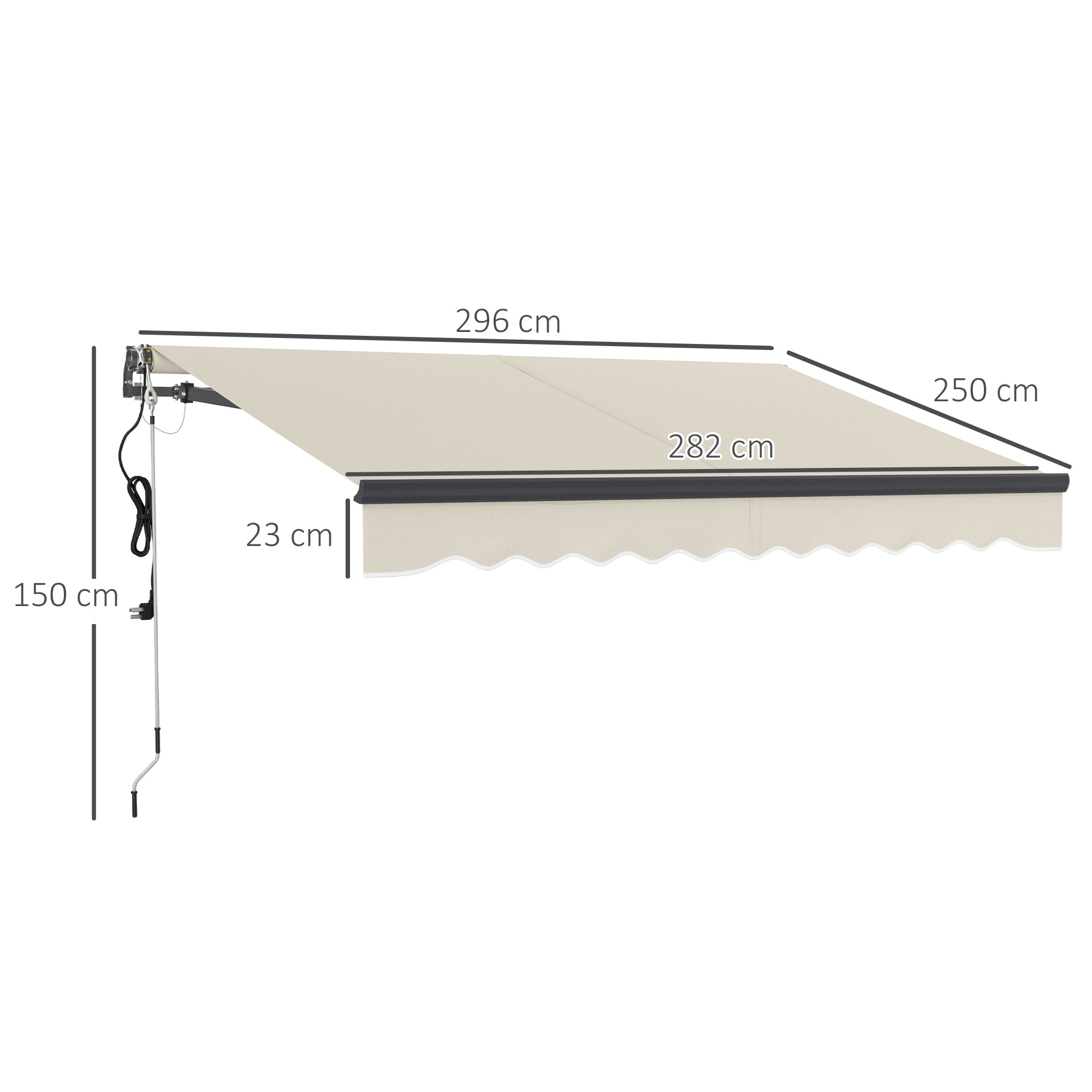 Outsunny 2.5 x 3m Electric/Manual Awning, with Remote - Beige 