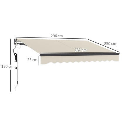 Outsunny 2.5 x 3m Electric/Manual Awning, with Remote - Beige 