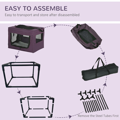 PawHut 48.5cm Pet Carrier, with Cushion, for Miniature Dogs - Purple 