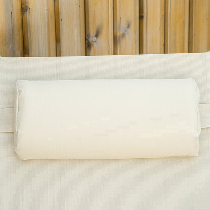 Outsunny Steel Fabric Sun Lounger Outdoor Folding Chaise Lounge Chair Recliner with Portable Design & 7 Adjustable Backrest Positions - Beige