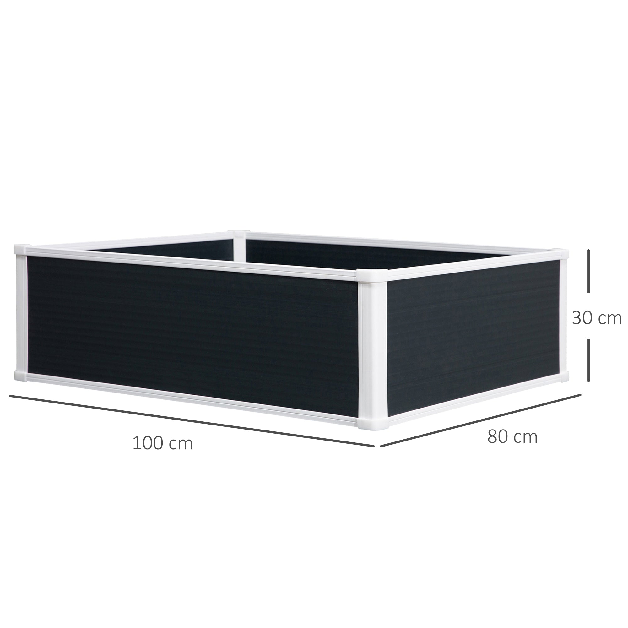 Outsunny 221L Raised Garden Bed, Weather-resistant PP Planter Box Containers for Outdoor Patio Plant Flower Vegetable,100 x 80 x 30 cm 