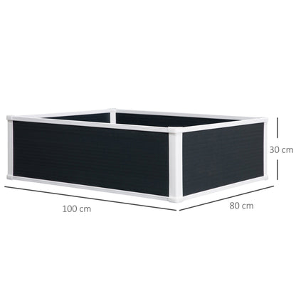 Outsunny 221L Raised Garden Bed, Weather-resistant PP Planter Box Containers for Outdoor Patio Plant Flower Vegetable,100 x 80 x 30 cm 