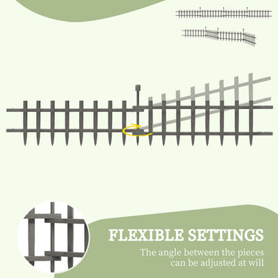 Outsunny 4PCs Wooden Garden Fencing Landscape Edging, Grey 