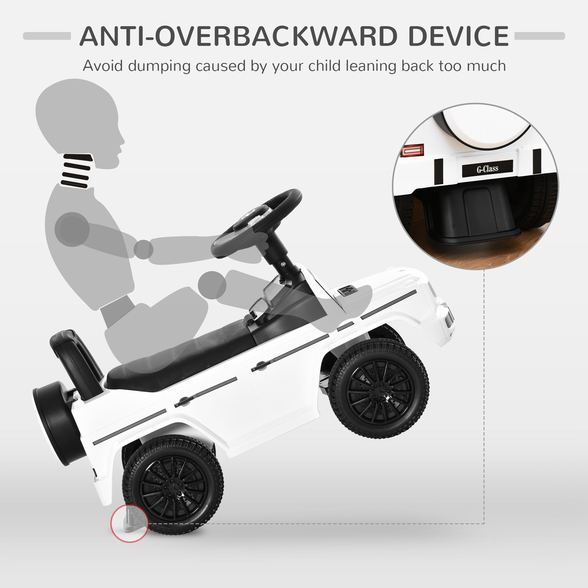 HOMCOM 3 in 1 Kids Ride On Car G350 Licensed Foot To Floor Slider Toddler Push Along NO POWER White 12-36 months 