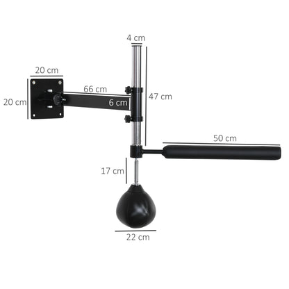 HOMCOM Wall Mount Height Adjustable Speed Bag Boxing, Height Adjustable Punching Bag, Training Kit