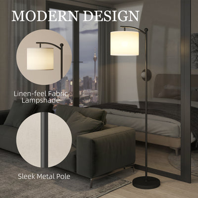 HOMCOM LED Floor Lamp, Stepless Dimmable Reading Standing Lamp with Magnetic Remote Control and 11 Colours Temperature & 11 Brightness Levels, 60 Min Timer for Living Room, Bedroom, Office, Black 