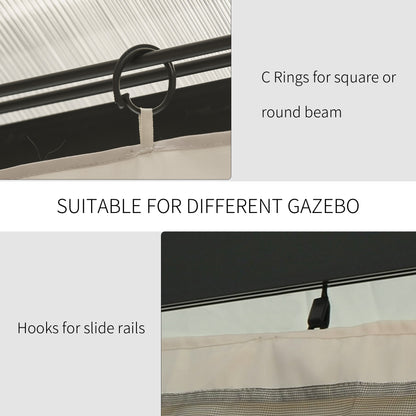 Outsunny Replacement Gazebo Curtains, 4-Panel Gazebo Side Panels Only, for 3 x 3 (M) Gazebos or Pergolas, Hooks/C-Rings Included, Beige 