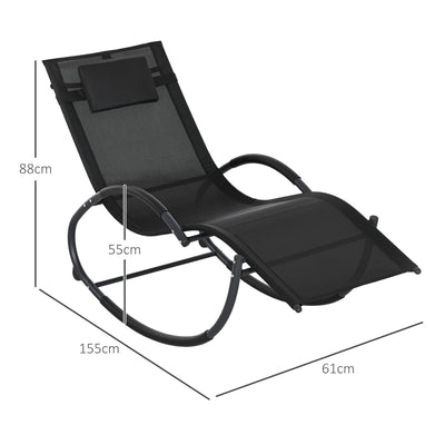 Outsunny Steel Frame Zero Gravity Rocking Chair, with Pillow - Black 