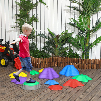 ZONEKIZ Kids Stepping Stones, 11 Pieces Balance River Stones for Obstacle Course, Stackable Non-Slip Starfish Shape, Sensory Play for Indoors, Outdoors 