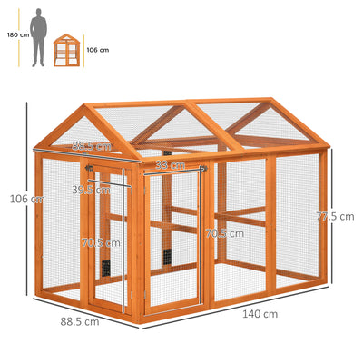 PawHut Large Chicken Run, Wooden Chicken coop, with Combinable Design - Wood Effect 