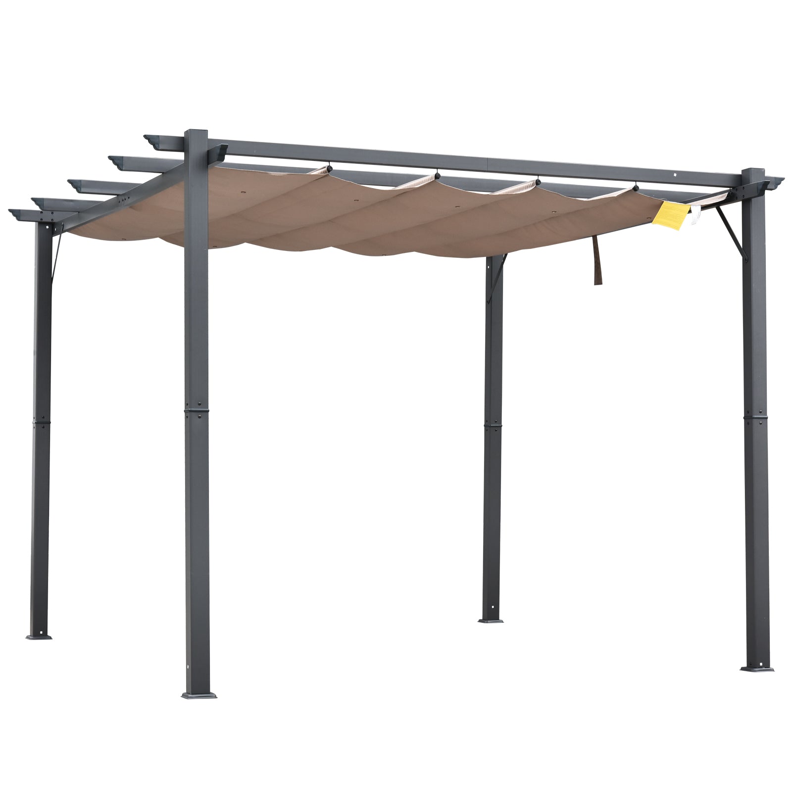 Outsunny 3 x 3(m) Aluminium Pergola Canopy Gazebo Awning Outdoor Garden Sun Shade Shelter Marquee Party BBQ, Brown 