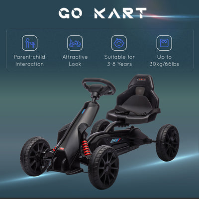 HOMCOM Kids Pedal Go Kart, with Adjustable Seat, EVA Wheels, Seat, Handbrake - Black 