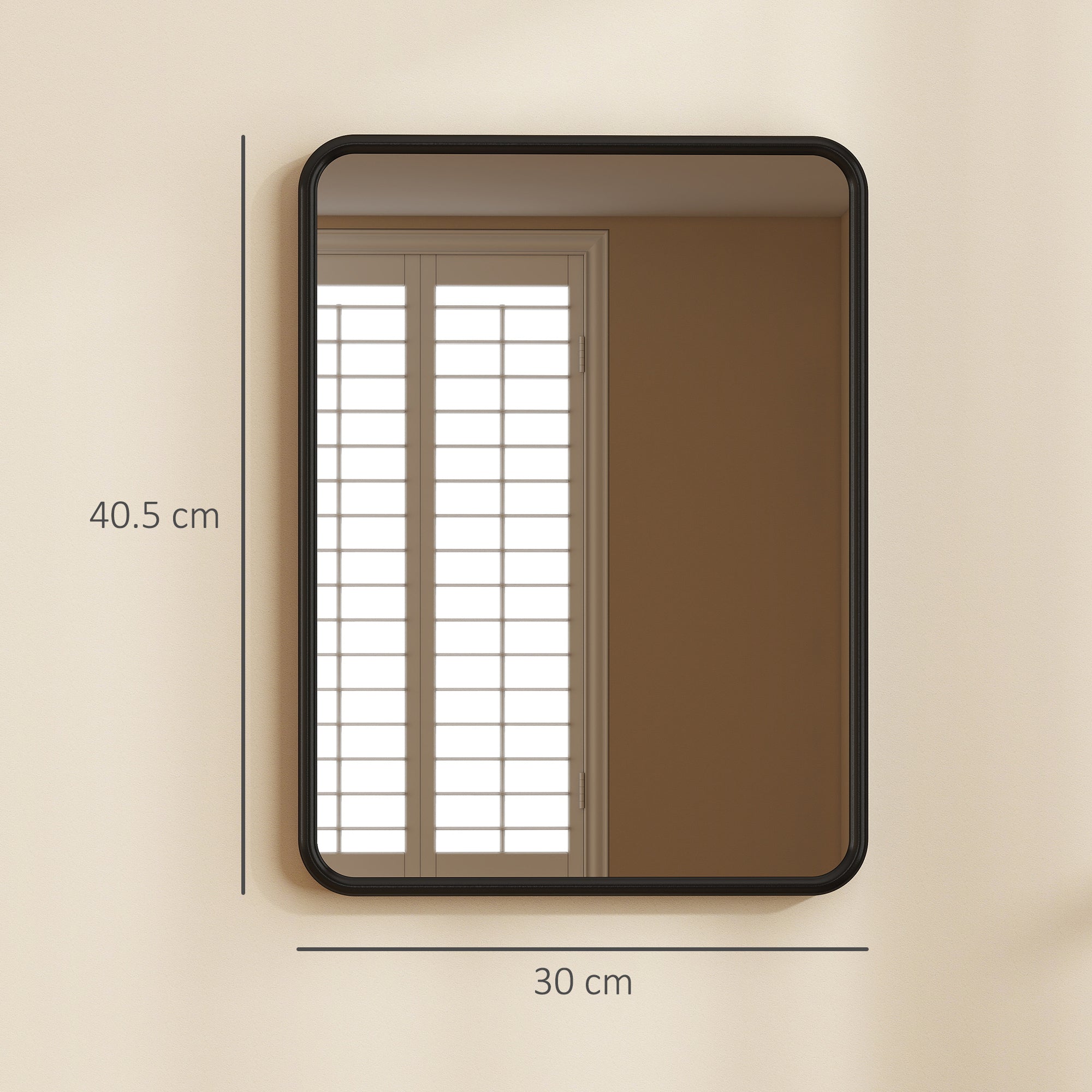 HOMCOM Rectangular Wall Mirror with HD Glass - Black 