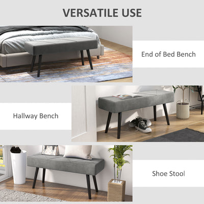 HOMCOM End of Bed Bench with X-Shape Design and Steel Legs, Upholstered Hallway Bench for Bedroom, Grey 