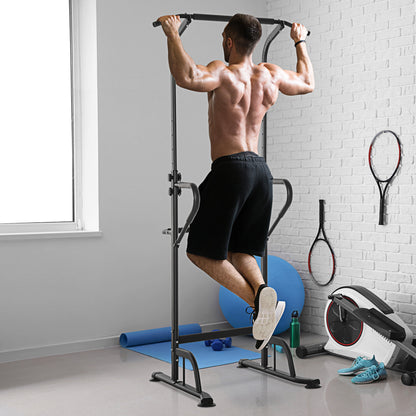 HOMCOM Power Tower Dip Station Pull Up Bar Multi-Function Push Up Equipment with Adjustable Height for Home Gym Strength Training Workout Fitness 