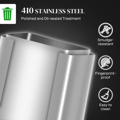 HOMCOM 40L Dual Compartment Stainless Steel Bin, with Deodoriser Holders - Silver Tone 