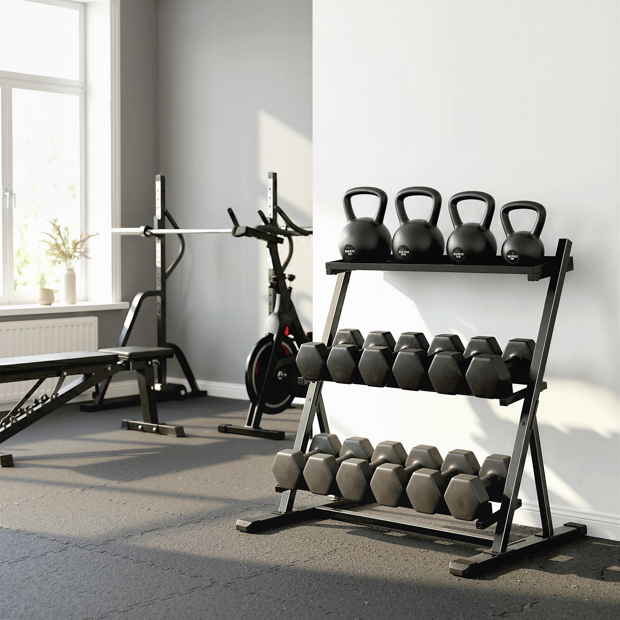 SPORTNOW 3-Tier Adjustable Dumbbell Rack, Heavy-Duty Weight Rack for Dumbbells, Kettlebells and Multiple Balls, Space-Saving Weight Storage Stand for Home Gym, 200 KG Capacity 