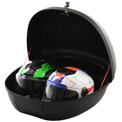 HOMCOM 48L Motorcycle Trunk Travel Luggage Storage Box Motorbike Accessory Large Storage Space For 2 Half Helmet - Black 