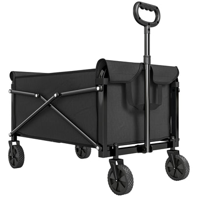 Outsunny 81L Festival Trolley on Wheels, Compact Garden Folding Trolley Cart with Adjustable Handle 80L Black 