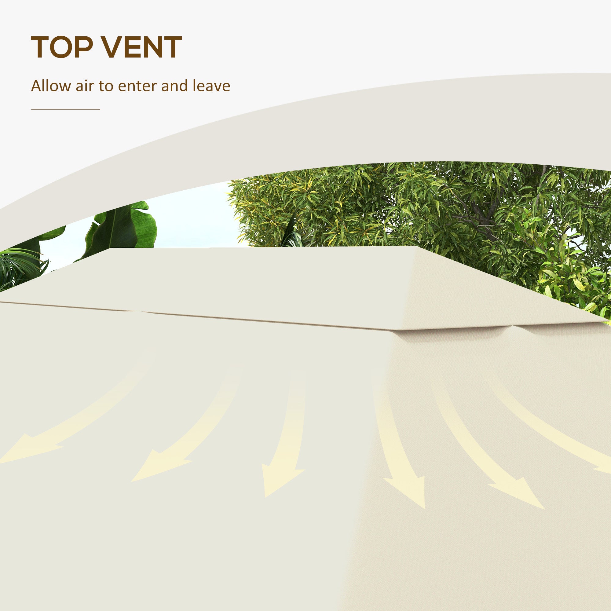 Outsunny 3 x 4m Gazebo Canopy Replacement Cover, Gazebo Roof Replacement (TOP COVER ONLY), Cream White 