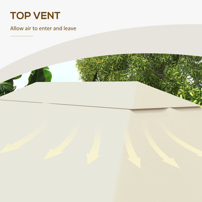 Outsunny 3 x 4m Gazebo Canopy Replacement Cover, Gazebo Roof Replacement (TOP COVER ONLY), Cream White 