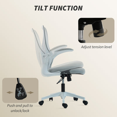 HOMCOM Mesh Office Chair with Foldable Backrest - Light Grey 