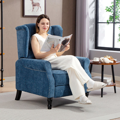 HOMCOM 150° Reclining Vintage Armchair, with footrest, Royal Blue 