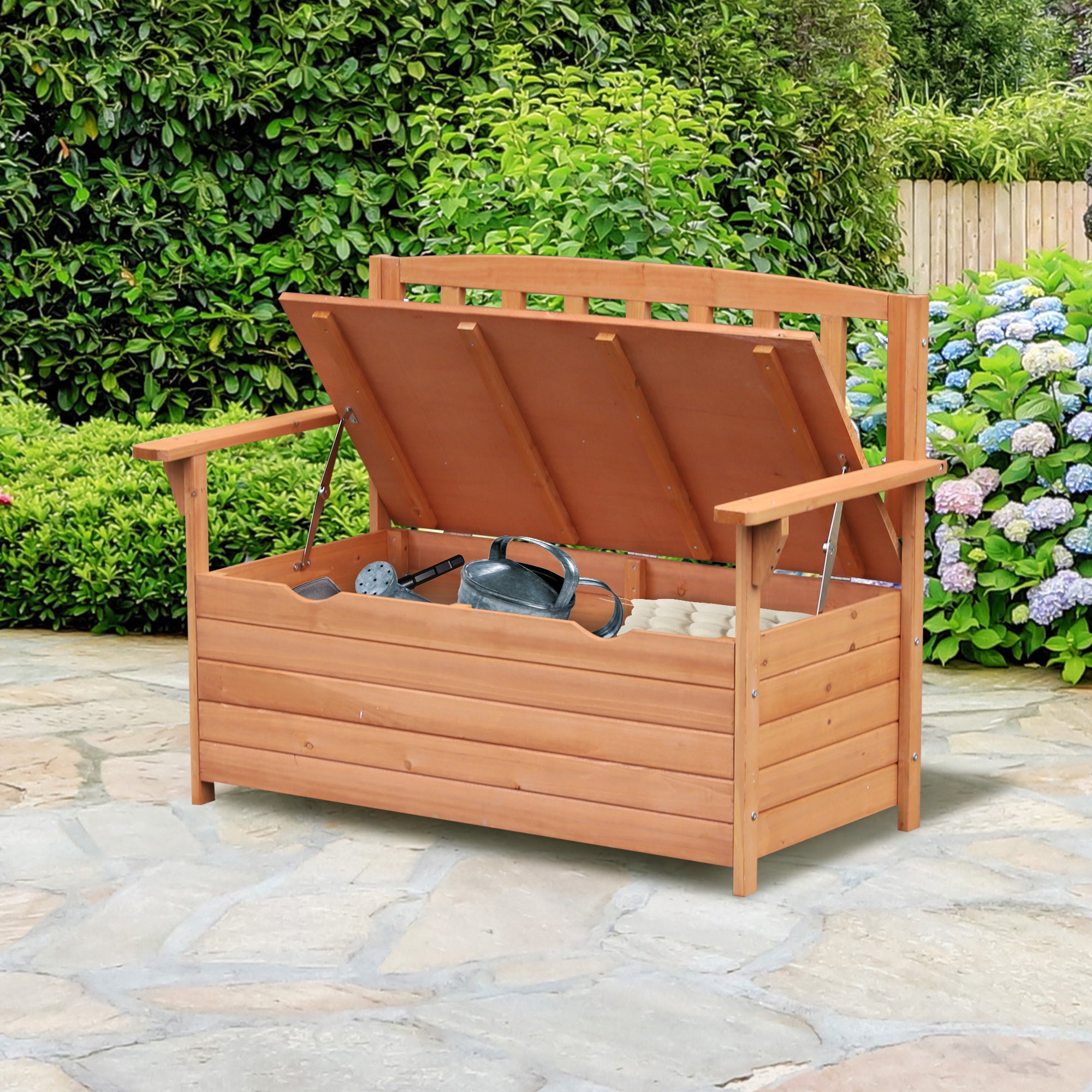 Outsunny Two-Seater Garden Storage Bench - Natural 
