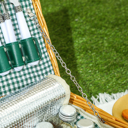 Outsunny Two-Person Picnic Set, with Wicker Basket 