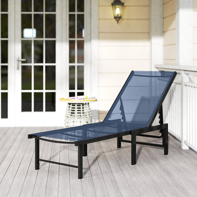 Outsunny Reclining Sun Lounger - Dark Blue 