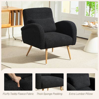 HOMCOM Teddy Fleece Accent Chair - Black 
