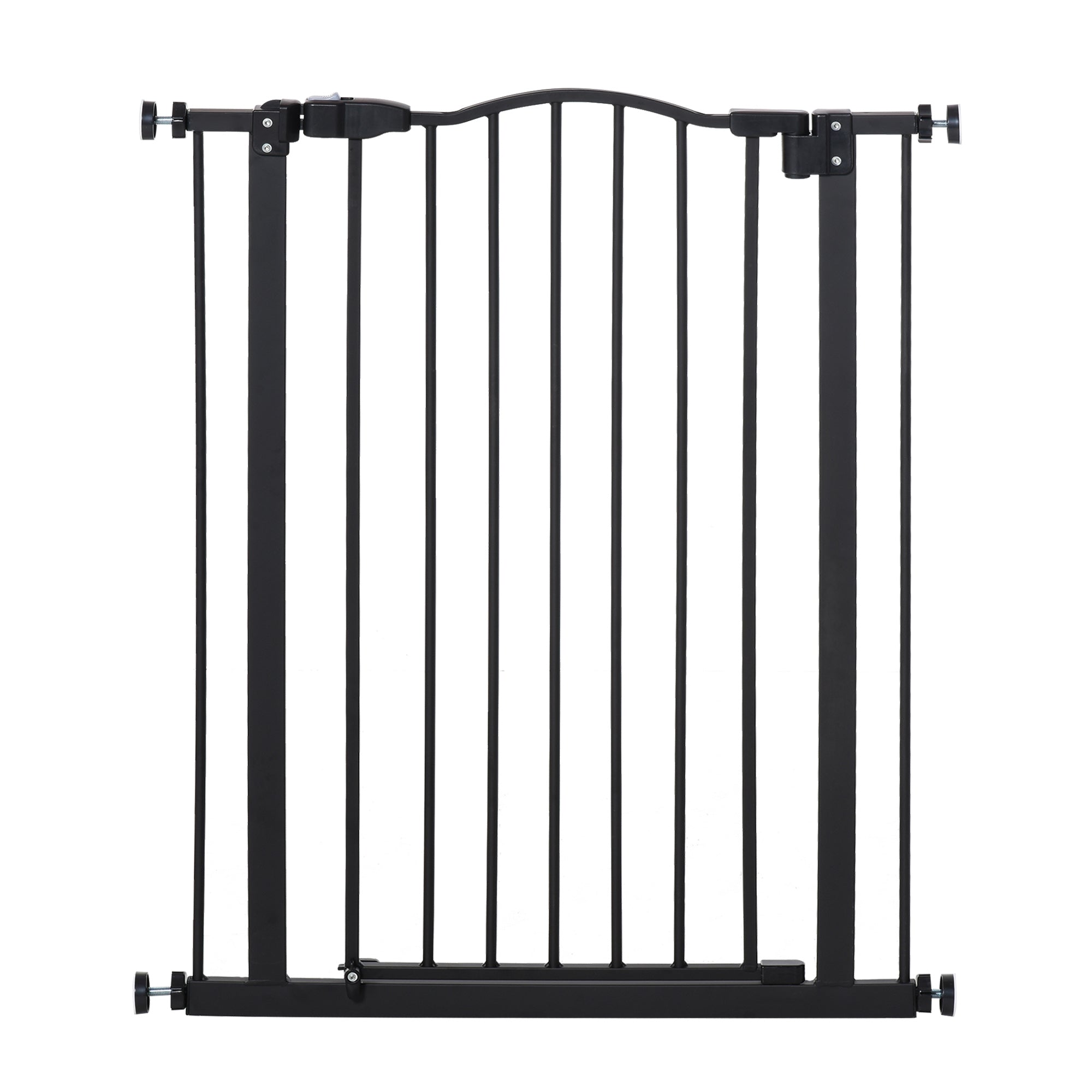 PawHut Pressure Fit Dog Stair Gate No Drilling Safety Gate Auto Close for Doorways, Hallways, 74-80cm Adjustable, 94cm Tall, Black 