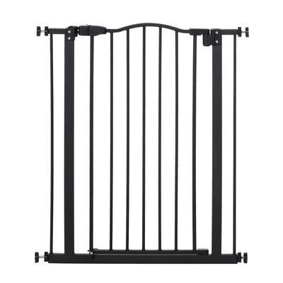 PawHut Pressure Fit Dog Stair Gate No Drilling Safety Gate Auto Close for Doorways, Hallways, 74-80cm Adjustable, 94cm Tall, Black 