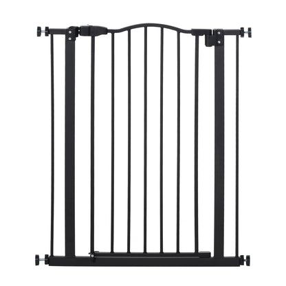 PawHut Pressure Fit Dog Stair Gate No Drilling Safety Gate Auto Close for Doorways, Hallways, 74-80cm Adjustable, 94cm Tall, Black 