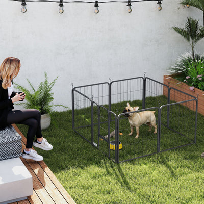 PawHut 8 Panels Heavy Duty Dog Playpen with Door Indoor Outdoor, for Small Dogs, 60cm High 