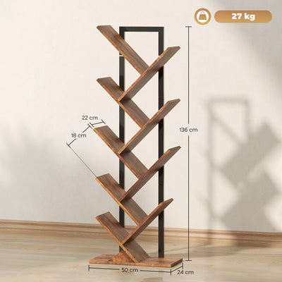 HOMCOM Eight-Section Tree Bookcase - Wood-Effect 